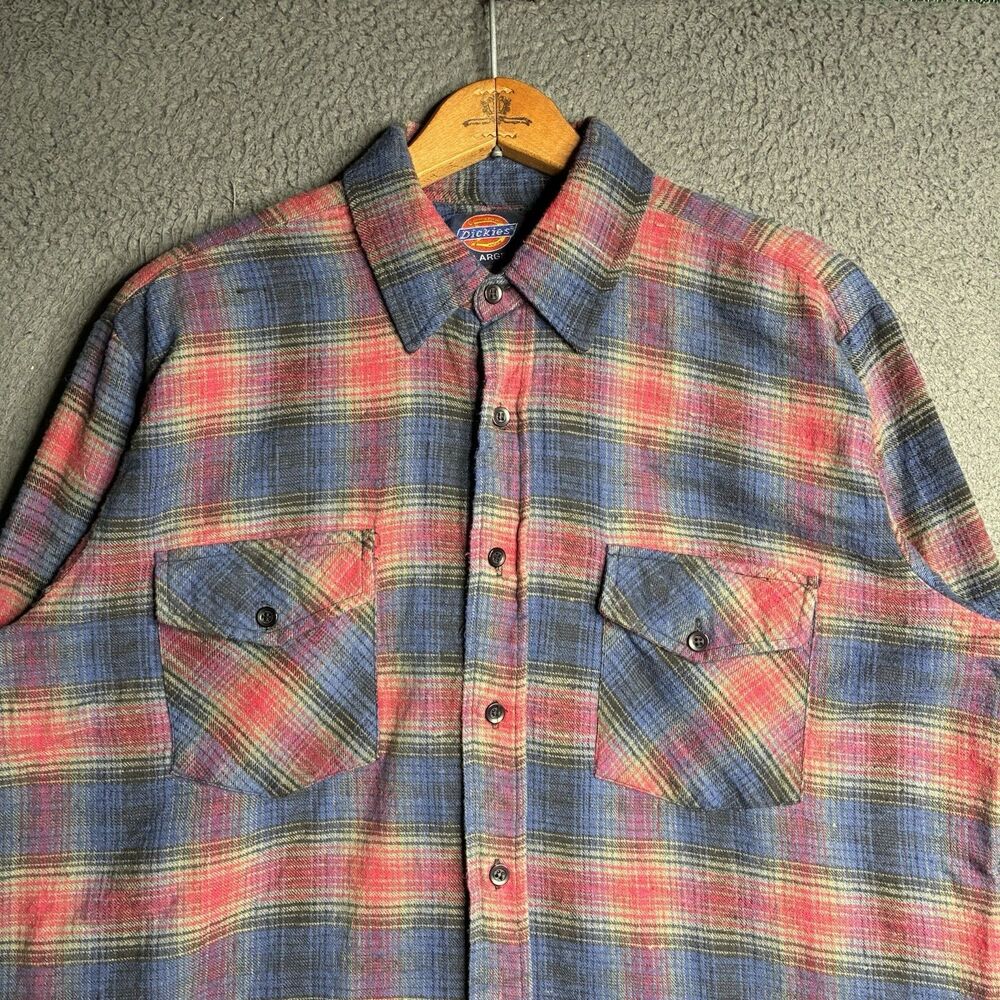 Vintage Dickies Men's XL Shadow Plaid Flannel Long Sleeve Cotton